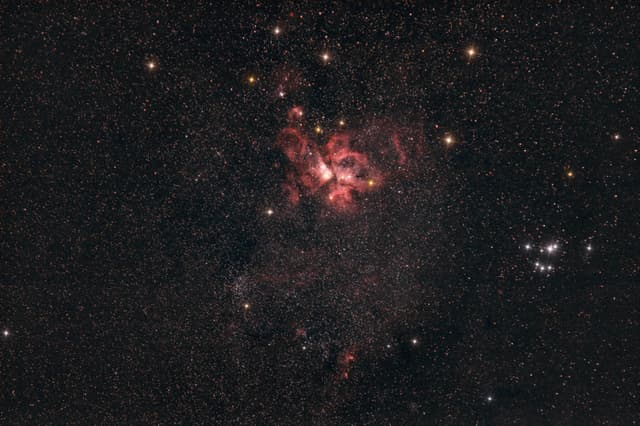 Beautiful high-resolution image of the Rosette Nebula surrounded by stars in deep space.
